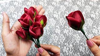 DIY satin ribbon roses/how to make beautifull flower with satin ribbon easily