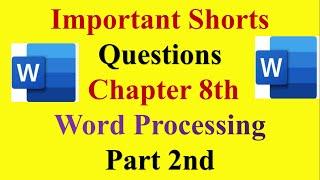 MS Word Short Questions in hindi  | Chapter 8th |ICS |MS word interview questions in hindi