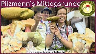 Mittagspause - wir suchen Steinpilze, Perlpilze, Pfifferlinge, Täublinge und und und .... Juni 2024