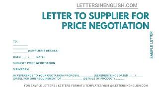 How To Write Letter for Price Negotiation – Sample Price Negotiation Letter to Supplier