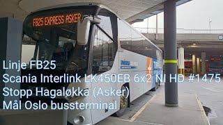 Unibuss Ekspress Oslo - Linje FB25 - Scania Interlink LK450EB 6x2 NI HD #1475