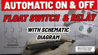 AUTOMATIC ON AND OFF MOTOR CONTROL SCHEMATIC DIAGRAM WITH FLOAT SWITCH and RELAY