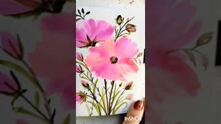 PEACHY-PINK-ORANGE Flowers ll Easy Journal Painting #art#aesthetic#journal#watercolor#artshorts