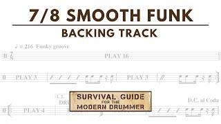 7/8 Funk Backing Track for Drummers [Drumless + Guide Chart]