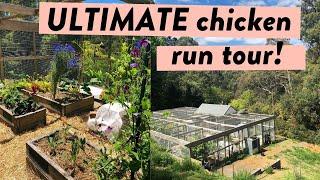 FULL tour of my ULTIMATE CHICKEN RUN! Chickens, Berries, Fruit Trees, Veggies, Alpacas and Compost.