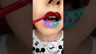 Magical red lipstick painting the cherry lip art!