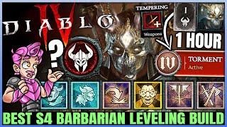 Diablo 4 - New Best Barbarian Leveling Build - Season 4 FAST 1 to 70 - Skills Tempering Gear Guide!