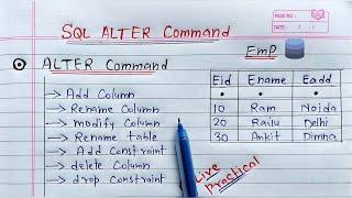 SQL ALTER COMMAND | add, delete, modify and rename column/table in oracle