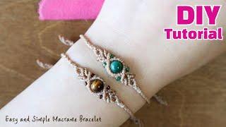 DIY 그린 호안석 심플한 마크라메 매듭 팔찌 ️Green Tigereye Stone️ Simple and easy macrame knot bracelet