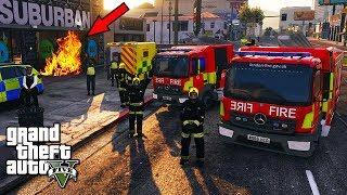 GTA 5 REAL LIFE MOD #15 | LONDON FIRE BRIGADE FIREFIGHTERS! (EMS MOD)