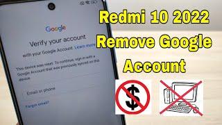 Xiaomi Redmi 10 2022 (21121119SG), Remove Google Account, Bypass FRP, Without PC.