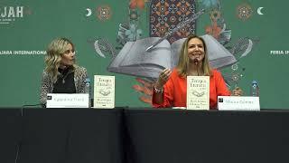 Maura Gómez y Valentina Trava en la presentación del libro TERAPIA LITERARIA en Fil Gdl. 2022