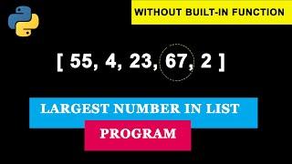 Python Program To Find The Largest Number in The Given List Without Using Built in Function