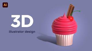 HOW TO CREATE 3D CUPCAKE | Illustrator Tutorial 