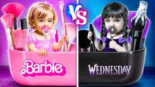 Extreme Makeover: Barbie vs Wednesday! Desafio De Nerd Para Barbie Dark!