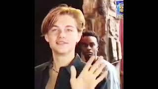 Young Leonardo DiCaprio with the paparazzi in 90s