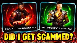 MK Mobile. Burning All Dragon Crystals on Onslaught Jax and MK1 Shang Tsung Packs. Worth It?