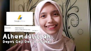 Alhamdulillah dapat Gaji pertama dari Youtube! My first youtube paycheck