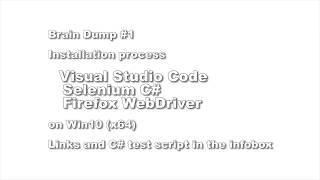 How to install Visual Studio Code with Selenium C# (C Sharp) on Win10 x64