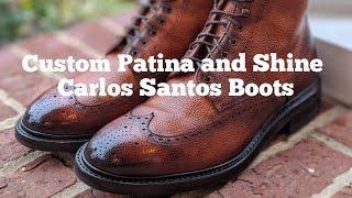 Custom Patina and shine on Carlos Santos Wingtip Boots