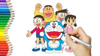 How to draw Doraemon and his Friends | Draw Nobita, Shizuka, Suneo, Takeshi, Gian