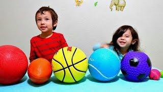 Learn Colors and Different Sport Ball Names with Colored Basketball for Toddlers and Children