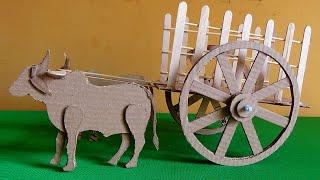 How to make Bullock Cart with Cardboard easy  | Diy crafts with cardboard | Cardboard craft Ideas|