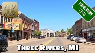 Driving Around Small Town Three Rivers, Michigan in 4k Video