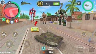 Rope Hero: Vice Town (Transformer Tank Fight Robot CAR)Tank Jump Building Roof - Android Gameplay HD