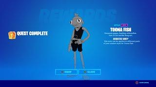 Find Bottles of Robotic Grey in Destroyed Dish - How to Unlock Robotic Grey Toona Fish in Fortnite