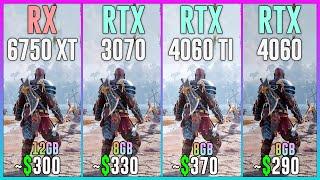 RX 6750 XT vs RTX 3070 vs RTX 4060 TI vs RTX 4060 - Test in 25 Games