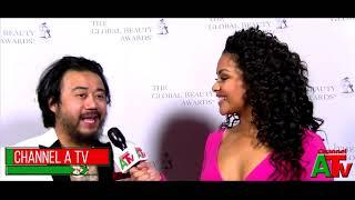 ROCKY SANDOVAL Channel A TV interview at The Global Beauty Awards 2020 Hosted By SHAYLA MONTGOMERY