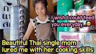 Beautiful Thai single mom coffee vendor lured me with her cooking skills