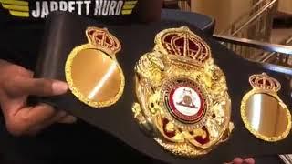 Unbeaten WBA Super Welterweight Super Champion Jarrett Hurd receives his WBA Belt in NY