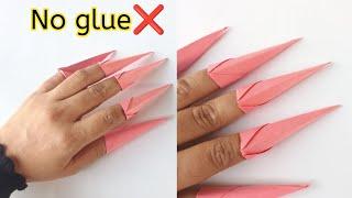 Origami paper claws|How to make paper claws|Paper nails|No glue paper nails|Paper craft no glue