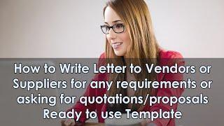Letter to Vendors For Any Requirements