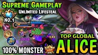 Supreme 1 Alice!! Top Global Alice Best Build And Emblem 2023 - Mobile Legends