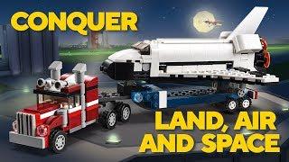 Blast off in the LEGO® Creator 3in1 Shuttle Transporter, Helicopter or Car!