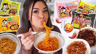 Trying SPICY Korean Buldak Ramen Noodle Flavors!!!