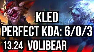 KLED vs VOLIBEAR (TOP) | 6/0/3, 500+ games, Dominating, Rank 12 Kled | KR Master | 13.24