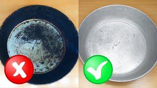 CLEANING THE PAN TO A SHINE - EASIER! A penny super tool! PAN FROM SCRAP METAL.