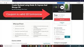 Get Udemy course in free  Node Js, Express Js, Mongo DB
