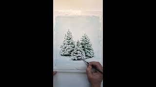 Pine trees with snow watercolor step by step tutorial