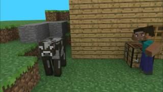 Steve and the Cow Minecraft Animation Blender Software