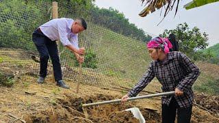 Single man comes to help single mother dig the ground. Single mother builds a new life. Ly Vy Ca