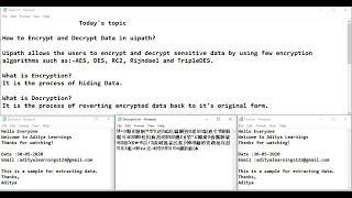 How to encrypt and decrypt data in UiPath | RPALEARNERS | Data encryption in UiPath