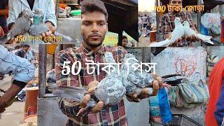 বান তলা হাটের সস্তায় কিছু কবুতর 50    টাকা ১০০ টাকা আর 150 টাকা #indian pigeon # pigeon #market