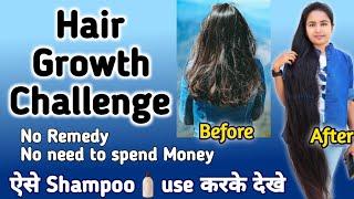 Lazy Girl's Daily Hair Care with No Remedy | Hair Growth Challenge using shampoo | RuntiMe