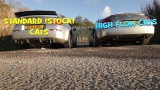 Nissan 350z Stock Exhaust Cats vs High Flow Cats...VERY LOUD!