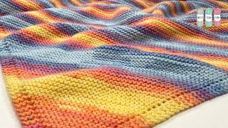 How to Knit a Diagonal Garter Stitch Baby Blanket | Rectangle or Square